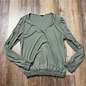 Green Envelope Soft Olive Green Long Sleeve Top